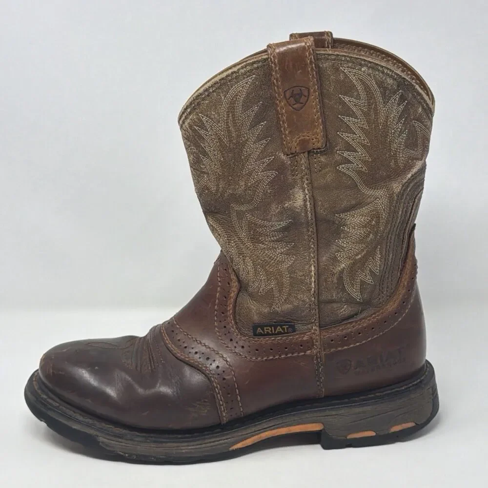 Ariat WorkHog Pull On Work Boots Men’s 8.5 EE Wide Brown Soft Toe 10008633